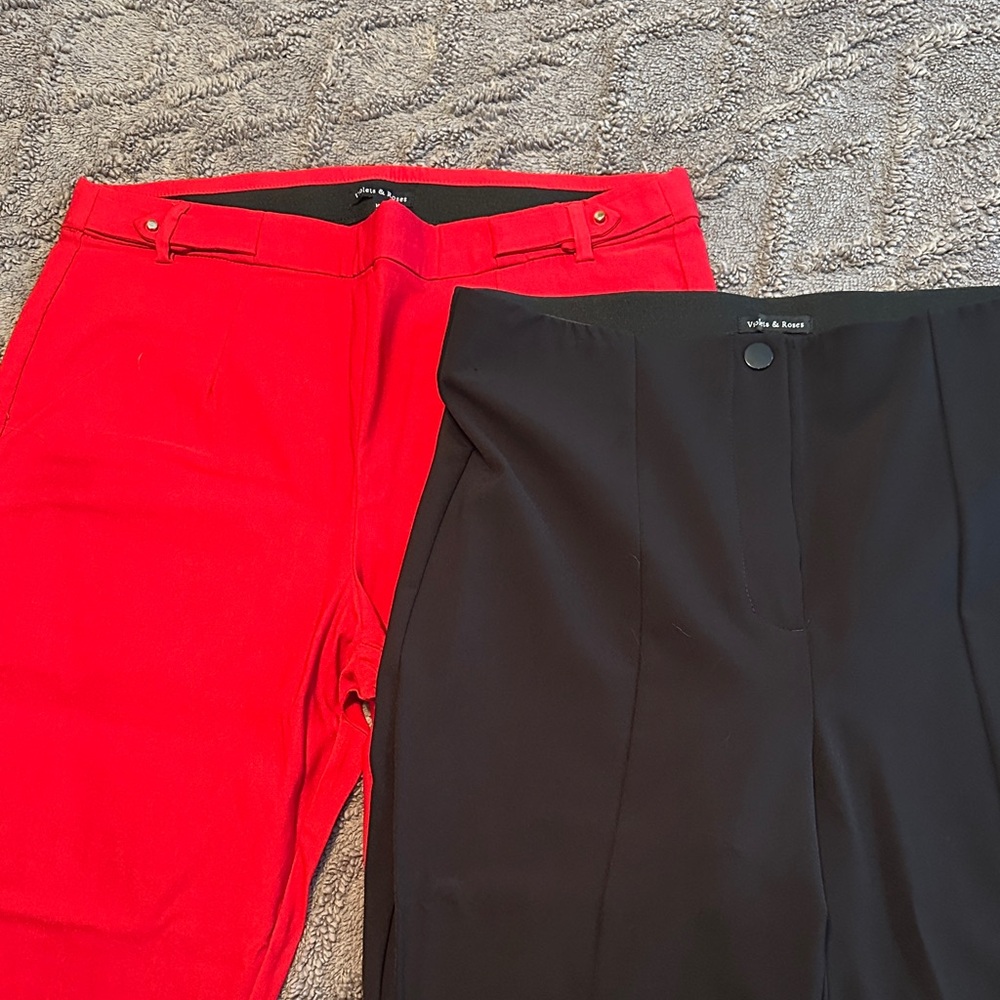 Red and Black High-Waist Pants Duo